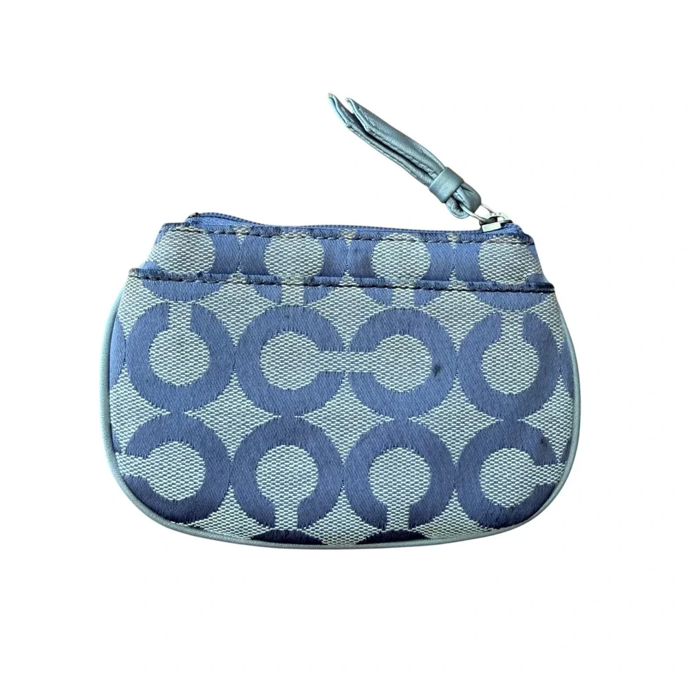 Coach Y2K Signature C Mini Skinny Zip‎ Coin Purse Purple Jacquard Card holder